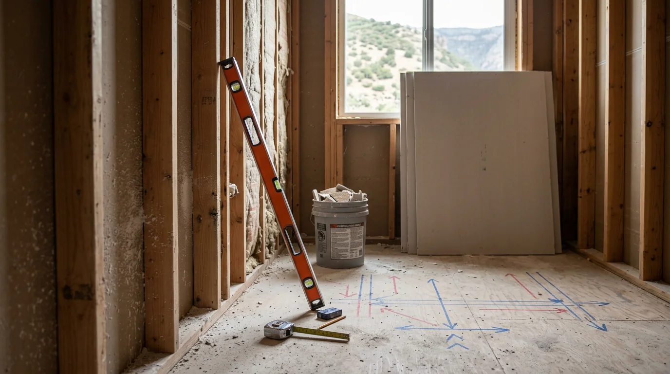 A fully remodeled bathroom in a Cottonwood Heights, Utah home, showing a new walk-in shower, updated wall surfaces, and a clean modern layout. The space reflects the kind of quality-focused work Ecohabitat By Design delivers to homeowners across Salt Lake County.
